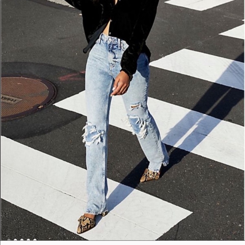 Free People My Own Lane Distressed Bootcut Jeans